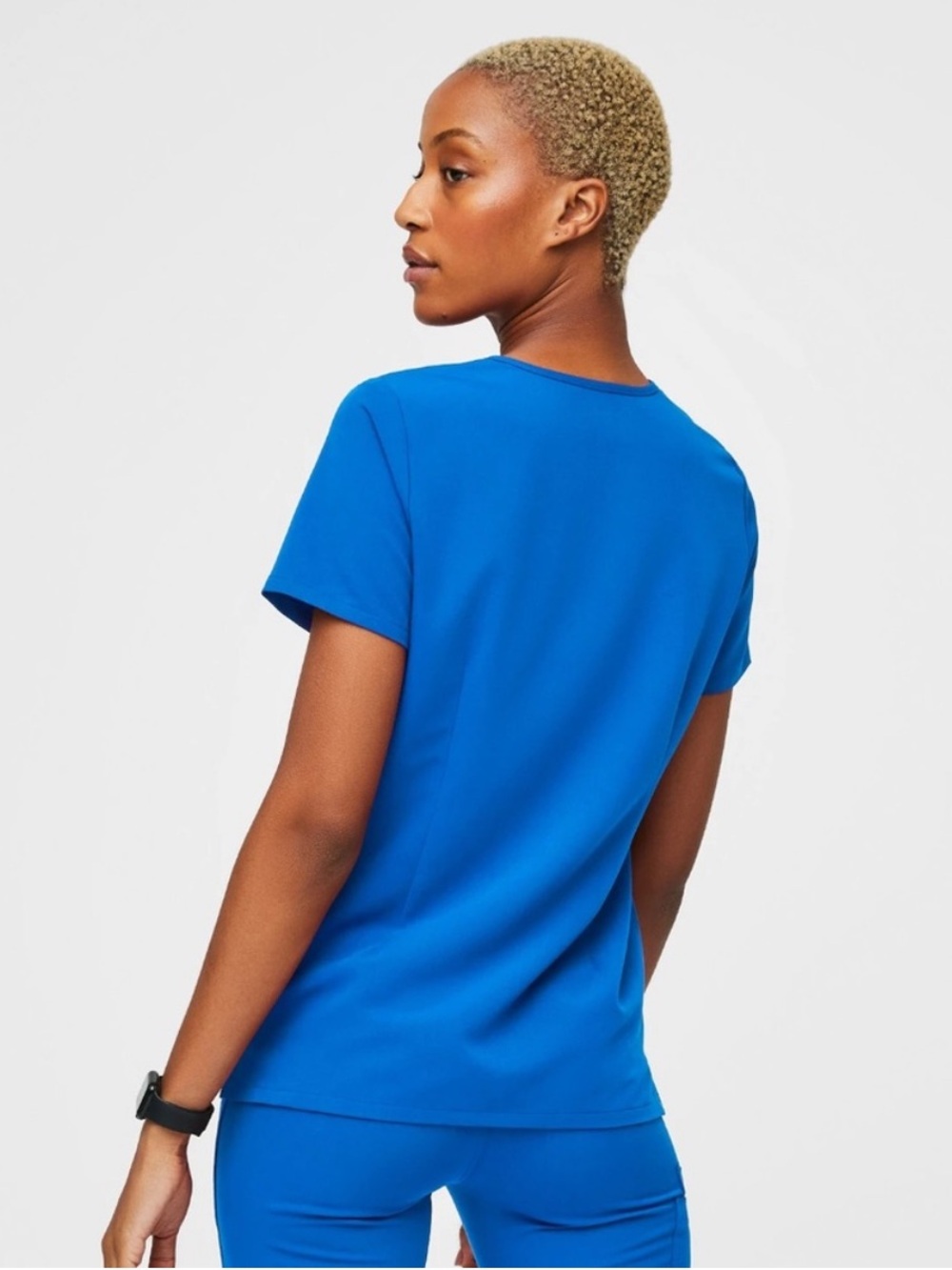 Figs Royal Blue V-Neck Scrub Top - Picture 2 of 6